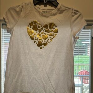 Crazy 8 White Tee with Gold Heart